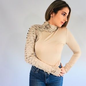 Brand New! Long Sleeve Leather Top